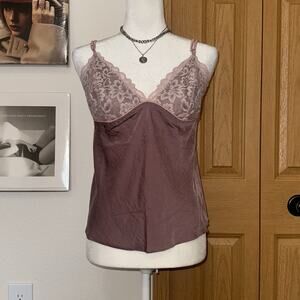 Linea Donatella Camisole Top Women’s XL Dusty Pink Lace Trim Spaghetti Strap